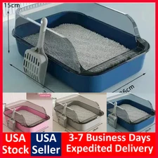 High Sided Open Top Cat Litter Box, Semi Enclosed Cat Litter Box