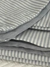 Pottery Barn Duvet FULL Organic Cotton Oxford Stripe Blue Reversible 1 Case EUC