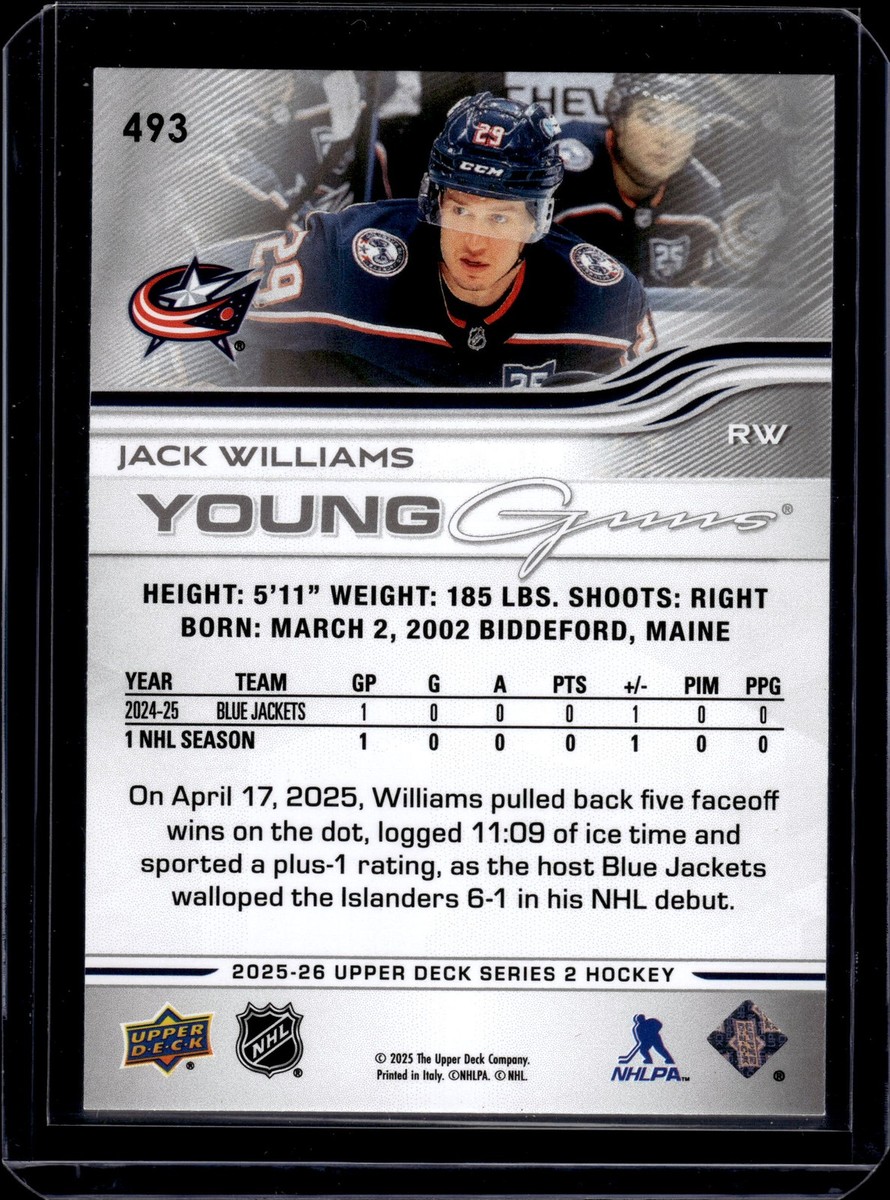 2025-26 Upper Deck #493 Jack Williams Rookie Young Guns RC | eBay