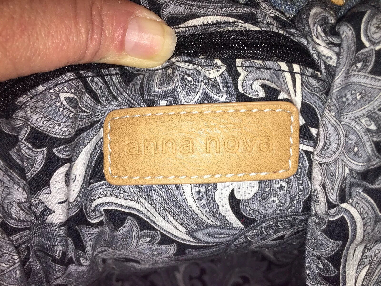 ANNA NOVA Large Boho Patchwork Denim Backpack Pur… - image 11