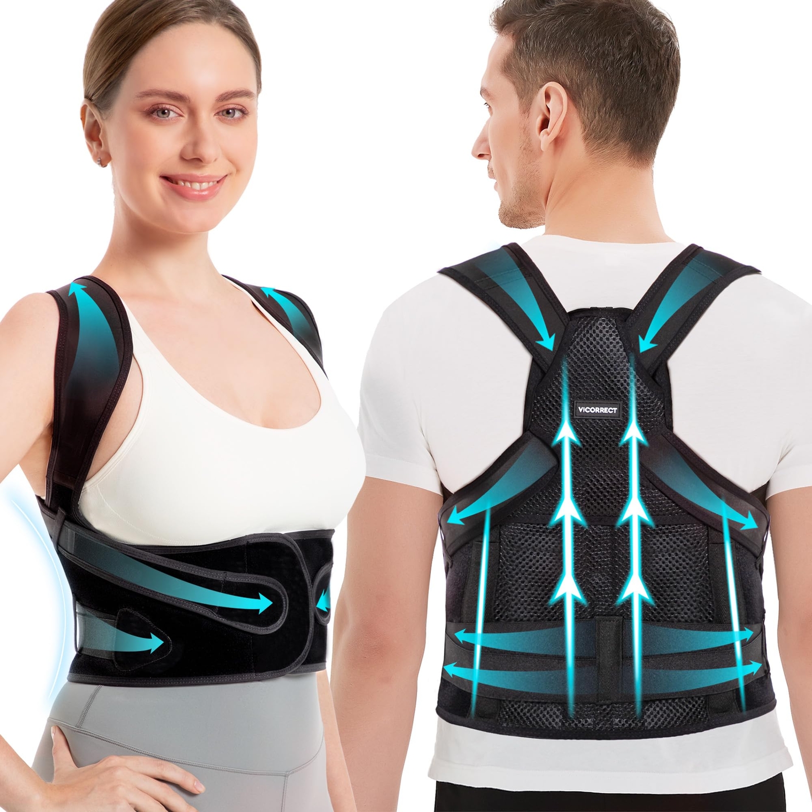 Posture Corrector Support Back Brace: Adjustable Shoulder Straightener for Men a
