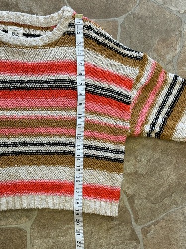 Billabong Womens Striped 100% Cotton Knit Crop Sweater M - Picture 7 of 8