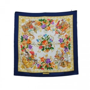 GUCCI LE LEGGENDE scarf shawl Flora Floral Horse Fruit Silk Navy/White women Jp