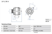 Bosch Lichtmaschine Generator 90A 14V FüR Fiat Stilo 1.9 D Multijet