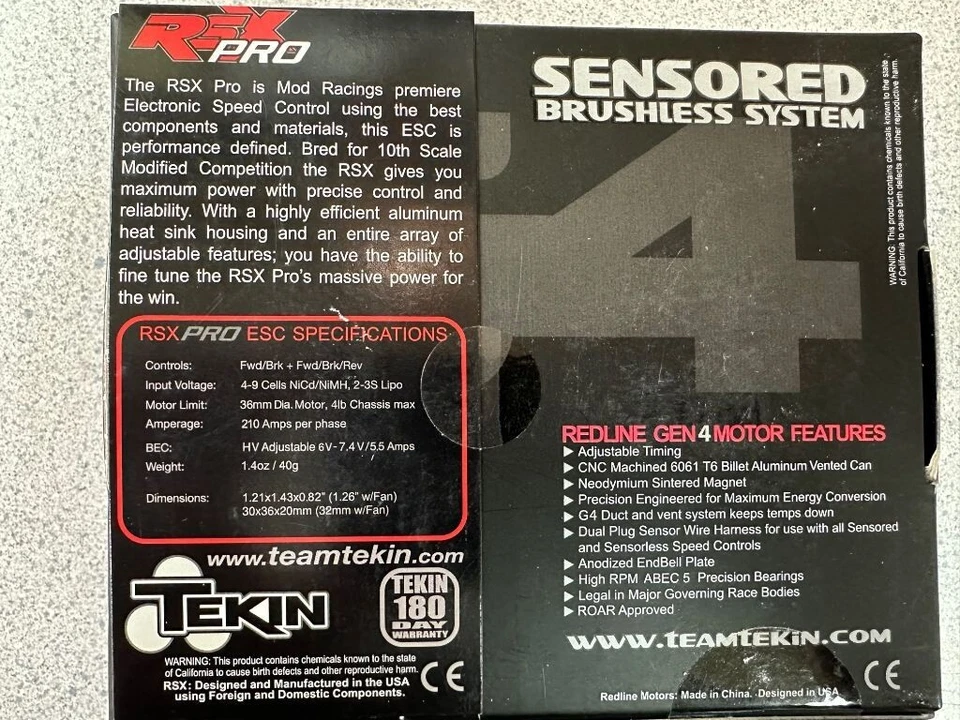 Tekin RSX Pro Sensored Brushless ESC/Gen4 Motor Combo (7.5T) TEKTT2801 - Image 2 of 4
