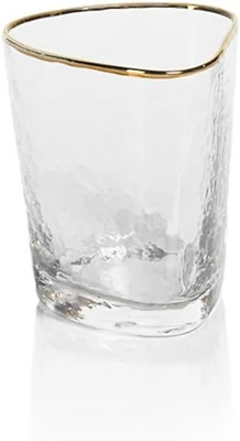 Elegant Clear Glassware Set with Gold Rim - 4 Double Old-Fashioned Glasses