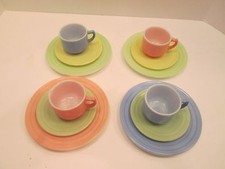 Child's Set - 12 Pieces Hazel Atlas Little Hostess Moderntone Dinnerware Plates