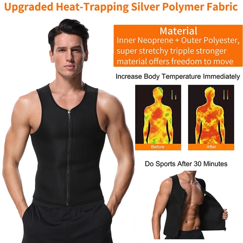 Men Sauna Suit Waist Trainer Neoprene Sweat Vest Body Shaper Fajas Para Hombres - Bild 11 von 23