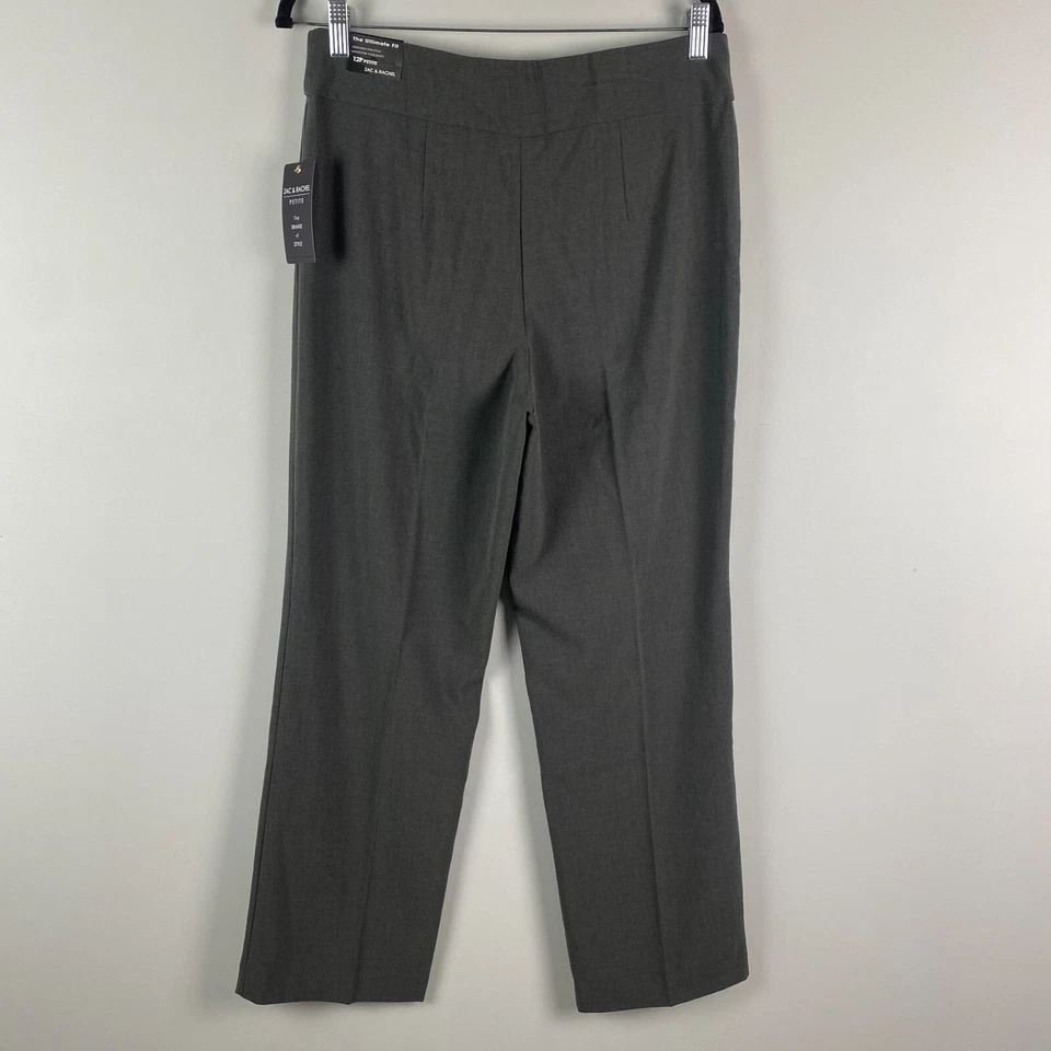 Zac & Rachel Pants Womens 12P The Ultimate Fit Gray Straight Leg Pull On - Image 4 of 4