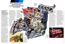Ford Sierra RS Cosworth 2.0 litre DOHC 16 Valve Engine Cutaway Rally Poster A3