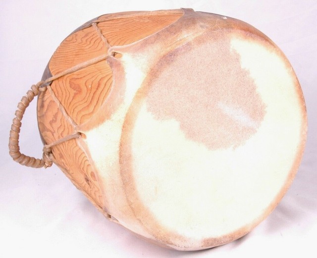 Hand Made DrumRawhide Skin HeadWood LogHandelDouble SidedMusicPow