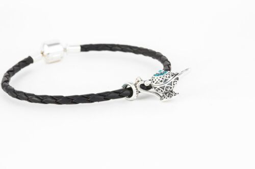 Disney Aladdin Lamp Leather Charm Bracelet - Fine Silver & Leather Jewellery - Picture 1 of 7