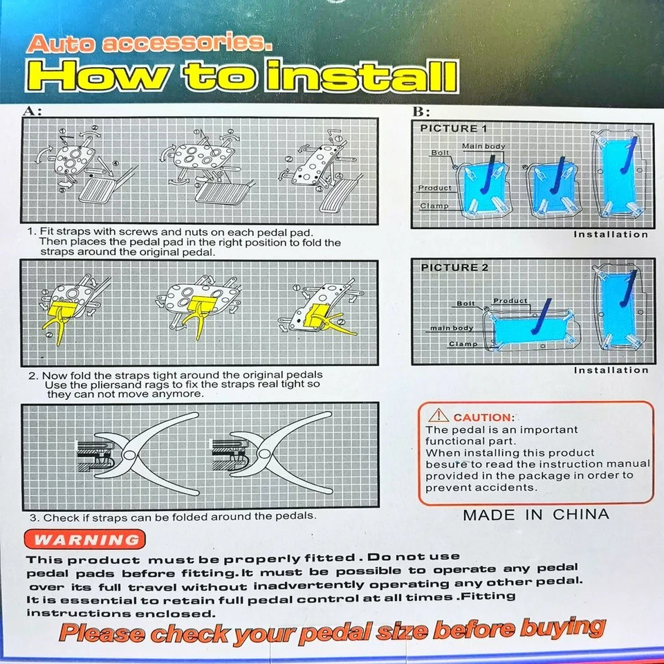 Acelerador de Carreras Deportivas CAR AZUL Pastilla de Freno Pedales Cubiertas Universal Automático Foto 4 de 4