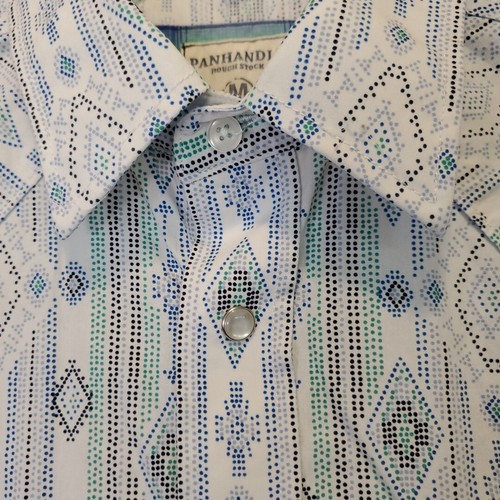 Panhandle Shirt Mens M White Rough Stock Western Aztec Pearl Snaps RSMS0SRZD1 - Picture 10 of 16