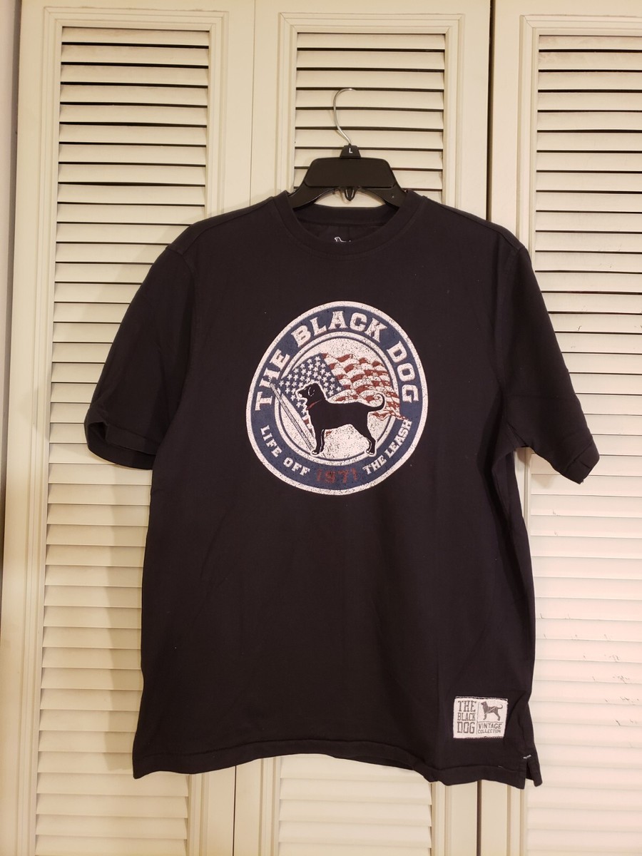The Black Dog Vintage Collection Adult Small Black Flag Logo SS T 