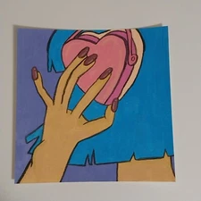 Sindy Fuhr Acrylic Painting Hand Made Pop Art Anime Title Heart Beat B