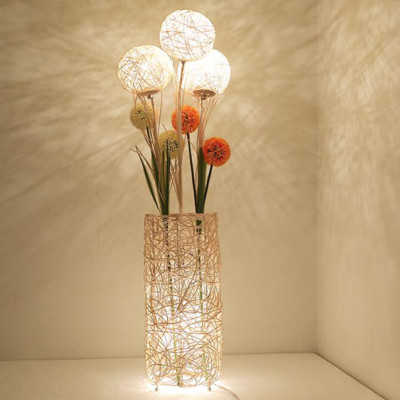 Stehlampe Vintage Rattan handgemacht Standleuchte Stehleuchte 109CM Dimmbar LED