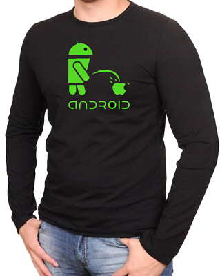 APPLE vs ANDROID  Schwarze T-Shirt Langarmshirts  -062 -LA