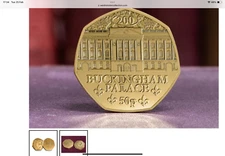 NEW 2025 BUCKINGHAM  PALACE-GOLD PLATED JERSEY 50P BRILLIANT UNCIRCULATED