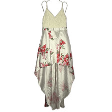 Windsor Juniors Cream and Floral Lace and Satin High Low Prom Party Dress 11/12