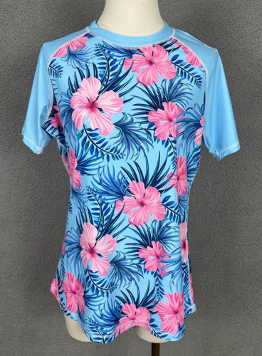 BesserBay Women's Short Sleeve Rash Guard Swim Shirt Multicolor Large NWOT's.