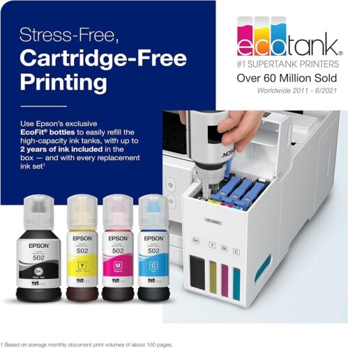 Epson EcoTank ET-2850 Wireless All-In-One Supertank Printer, White ( NO INK ) - Picture 2 of 2