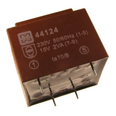 Transformateur MYRRA 44124 moulé 2VA 230VAC 15V 133mA Montage PCB BUBENDORFF