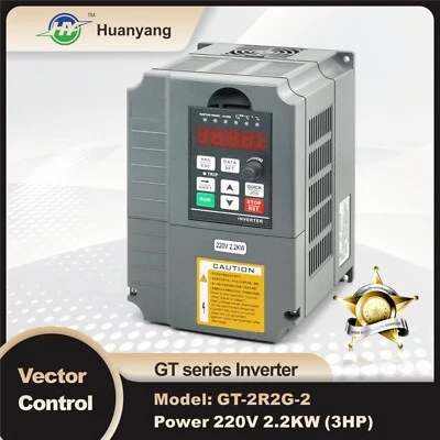 Huanyang VFD 220V 2.2kW 3HP Vector Control Inverter CNC single phase to 3 phase