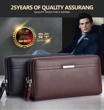 High Quality Men Long Wallets Multifunctional Business Clutch Cellphone Purses