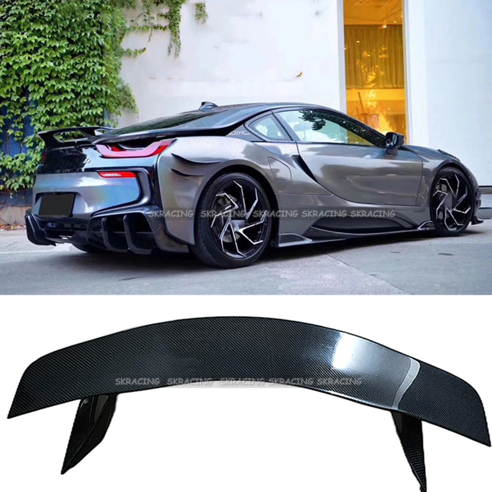 For 2014 2020 BMW i8 Coupe Real Carbon Fiber Rear Trunk Wing Lip