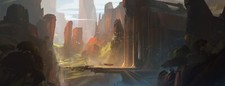Landscape art science fiction wide screen Custom Gaming Mat Desk