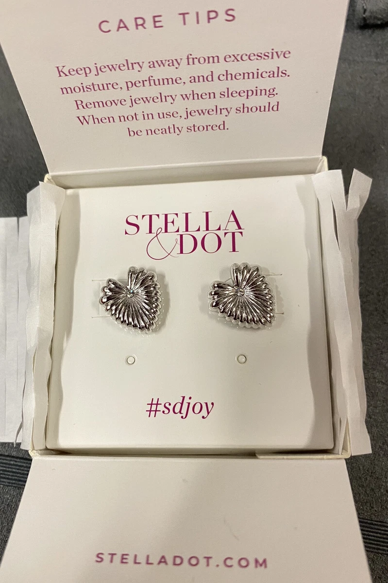 Stella Dot Brushed Silver Heart Stud Earrings E3166S eBay