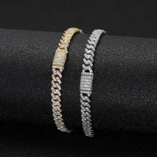 Miami Cuban Link Chain Full Iced CZ Out Necklace Gold Plated Stainless Steel 6MM