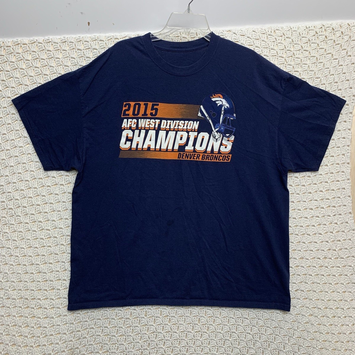 2015 Denver Broncos AFC West Division Champions T-Shirt Navy Blue Sz 2XL  Cotton