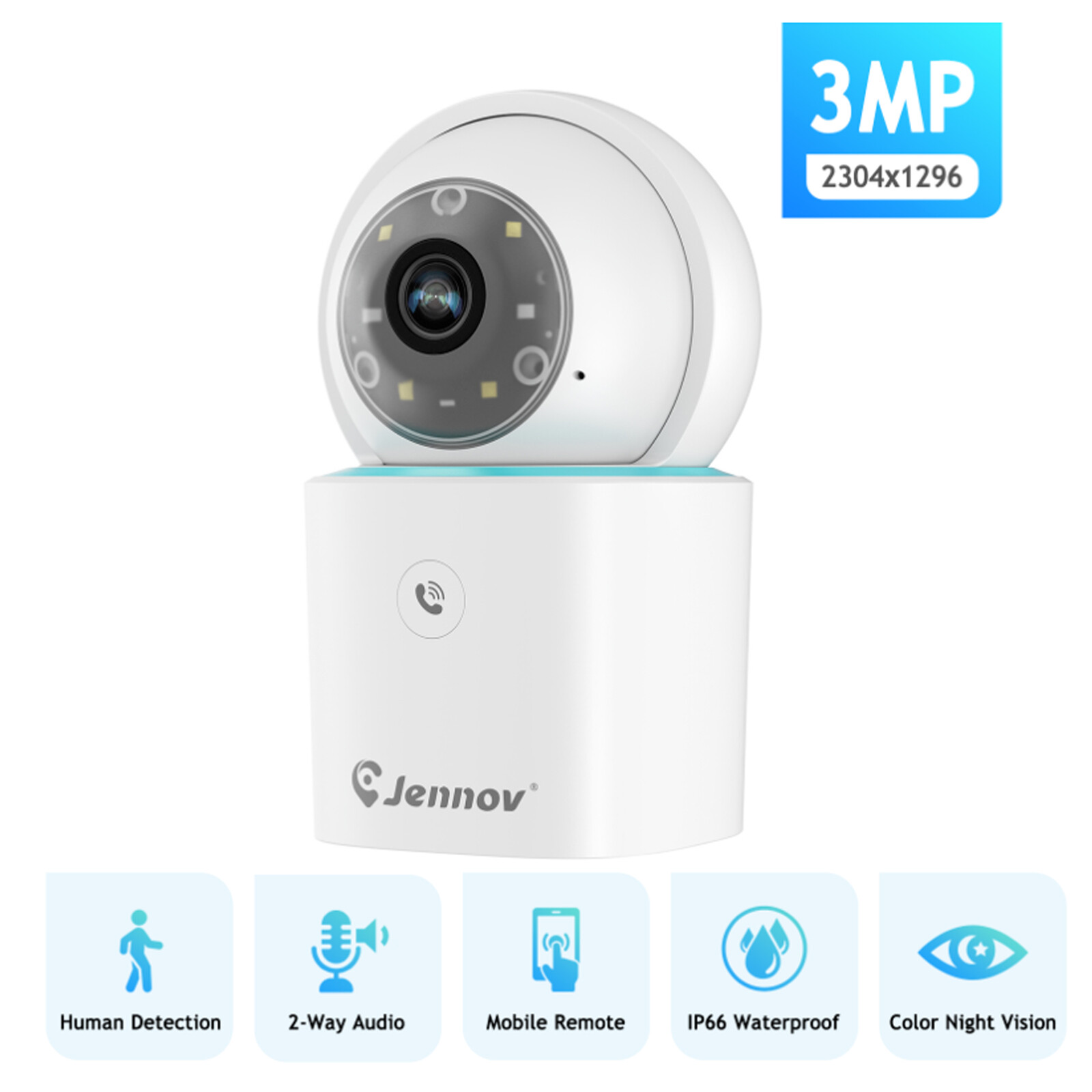 2K 3MP PTZ WiFi Wireless Security IP Baby Pet Monitor Camera Indoor 2-Way Audio-image