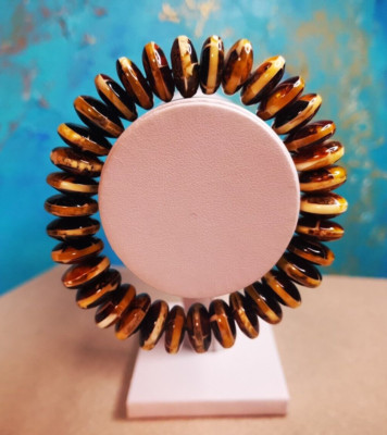 VINTAGE BALTIC AMBER GENUINE ART DECO GLUE HUGE BEADS STRETCH BRACELET