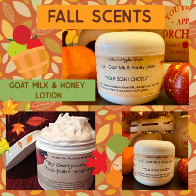 GOAT MILK, HONEY THICK BODY LOTION, CREAM - w/jojoba - FALL SCENTS!