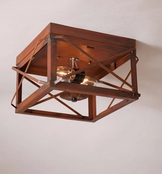 Double Ceiling Light With Folded Bars, No Glass, in 3 Colors. Country Lighting - Image 3 of 4