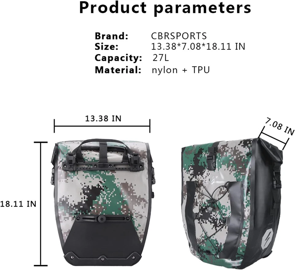 Новый CBRSPORTS велосипед корзины сумка водонепроницаемый велосипед задний багажник сумка 27L цвет камуфляж - Изображение 4 из 4