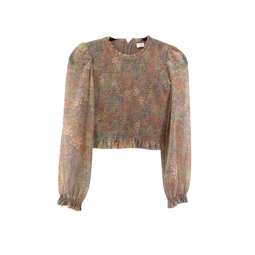 Aritzia Wilfred Tempest Blouse Size 2XS Brown With Multi Color Floral