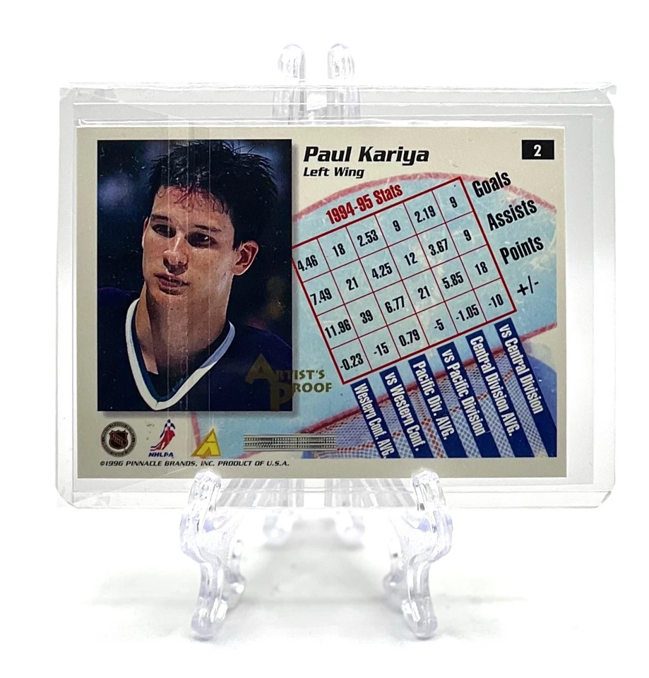 PAUL KARIYA 1995-96 Pinnacle Summit Edition #2 ARTIST'S PROOF PARALLEL RAW SSP - Image 4 of 4