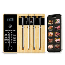 Smart Wireless Meat Thermometer 4 Probes, Bluetooth Food Thermometer, Remote Tra