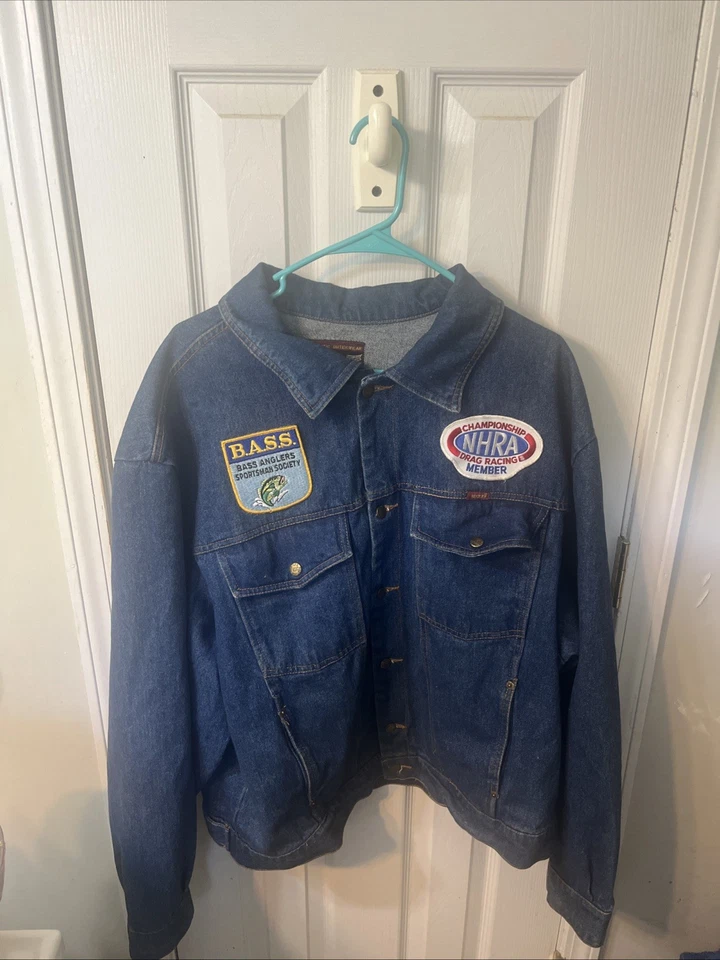 CHAQUETA VAQUERA RARA VINTAGE PARA HOMBRE TALLA XL OLD SCHOOL RUSTLER AZUL Y 9 PARCHES Foto 2 de 4