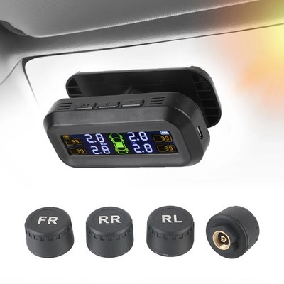 Solar TPMS Tire Pressure Monitoring System LCD Display 4 External Sensors Kit