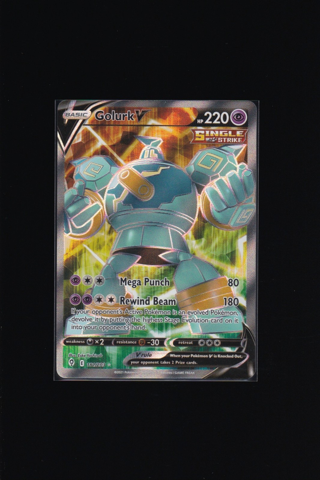 Golurk V 181/203 SWSH Evolving Skies Full Art Pokemon TCG Card NM