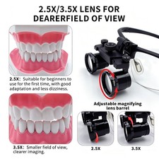 Dental Loupes 2. 5x-3.5x Adjustable Zoom Glasses Magnifying Glass Ultra Clear