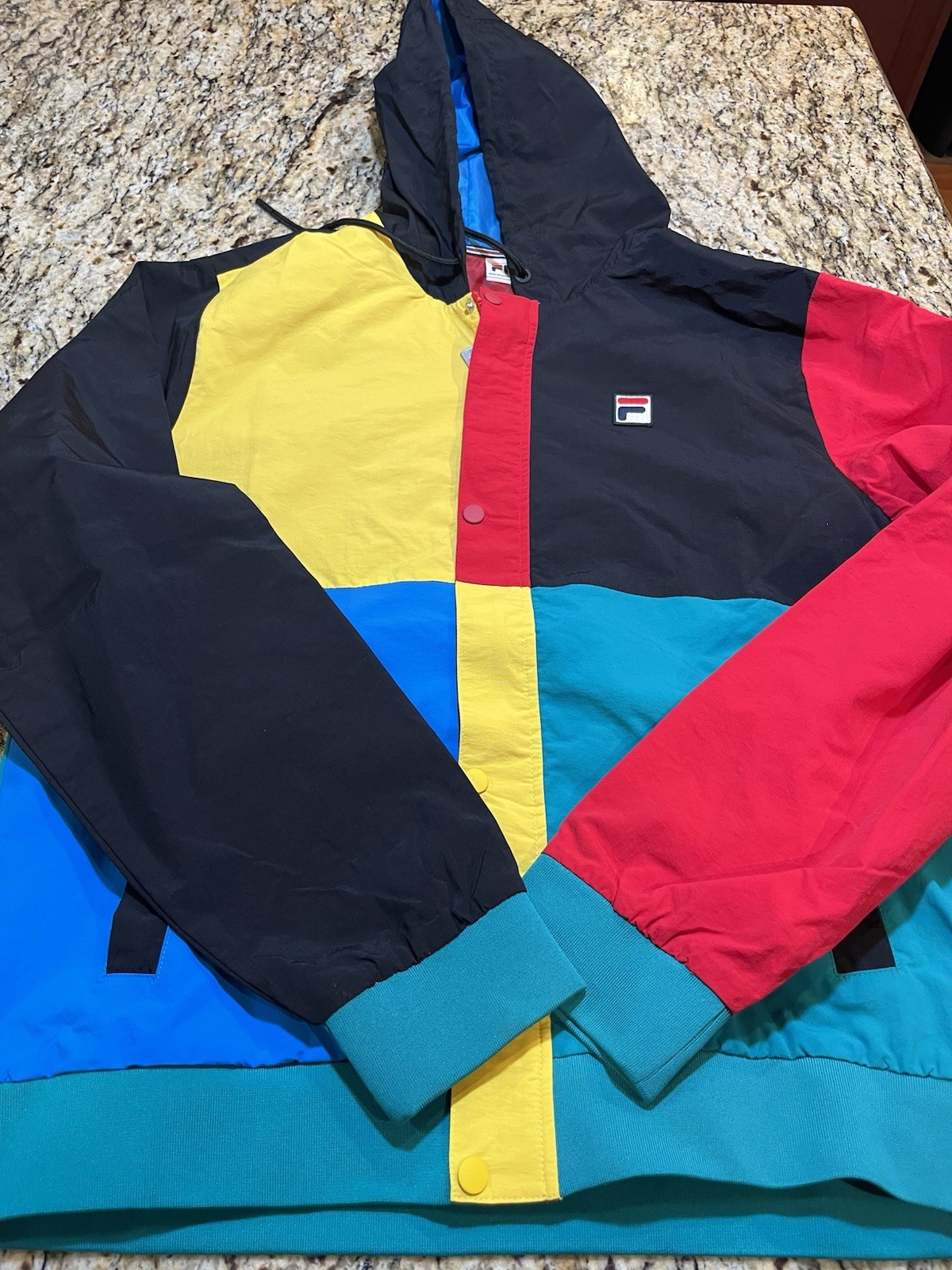 Felpa con cappuccio Fila Colour Block taglia L nuova con etichette Y2K unisex