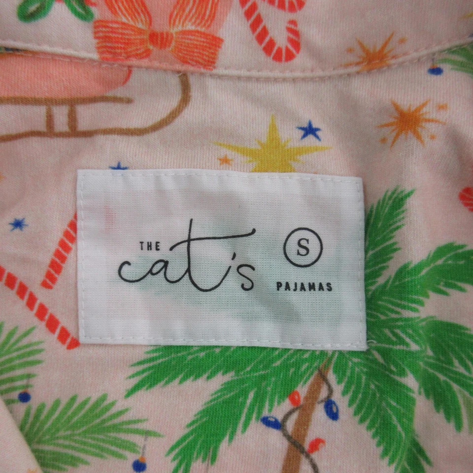 猫睡衣 2 件套睡衣套装女式小号假日棕榈印花皮马莫代尔 — 第 4/4 张图片