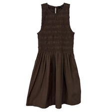 MADEWELL The Melody Smocked Mini Dress XS Roasted Chicory Brown Tank NWT B26