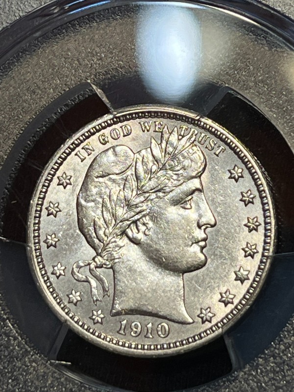 1910 P Silver Barber Quarter 25C- Philadelphia, PCGS, Almost Unc/AU Details